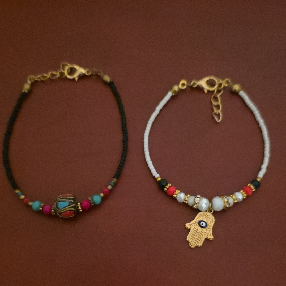 Colorful Beaded Bracelets with Gold Accents